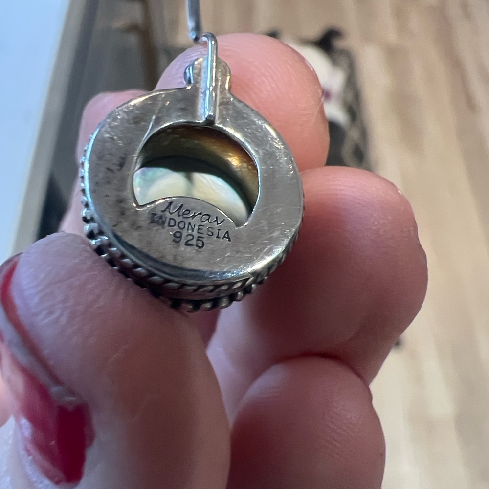 Merav Indonesia 925 Sterling Silver & Rainbow Moonstone Artisan Dangle Earrings - Picture 2 of 3